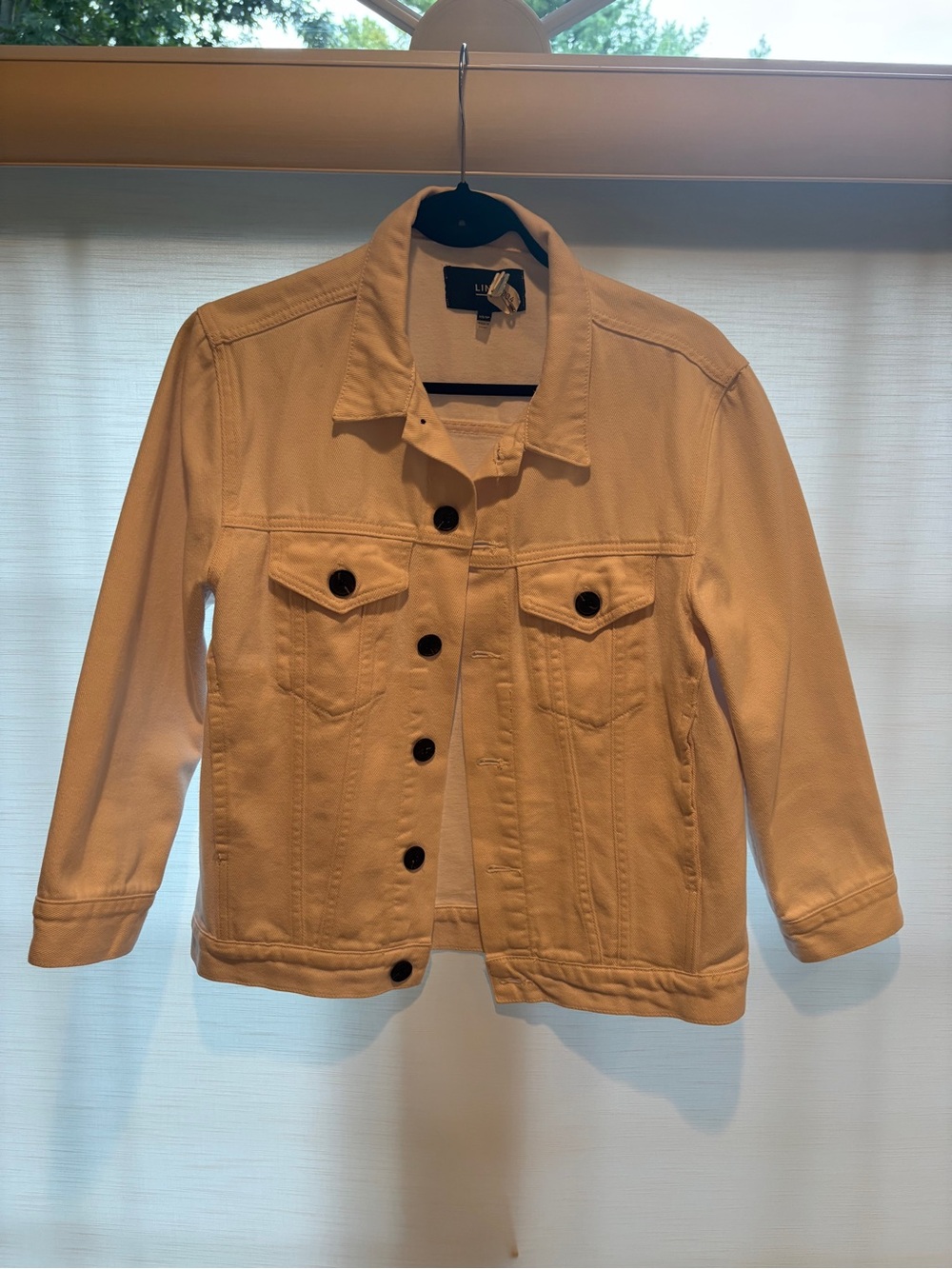 Light Cream Denim Jacket with Button Front